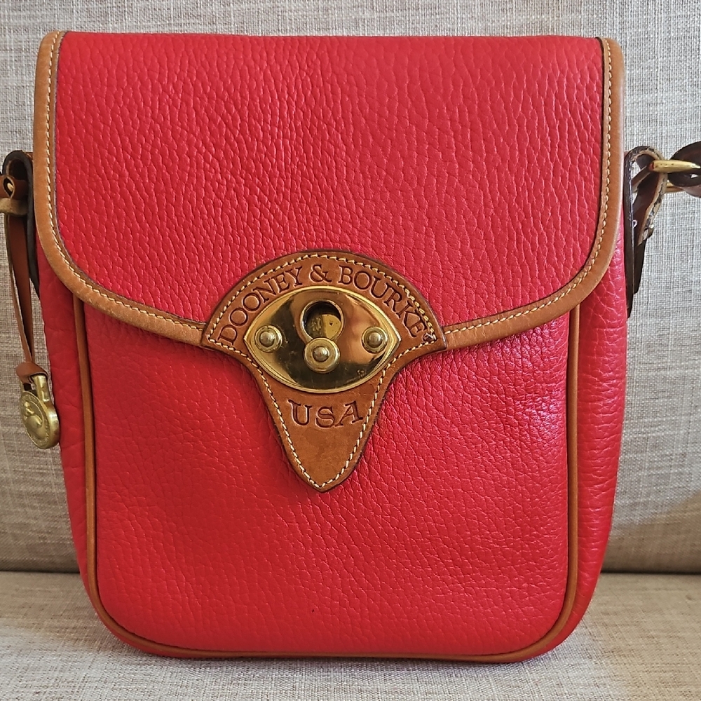 Dooney & Bourke All Weather Leather Calvary Saddlebag Crossbody Bag, Red